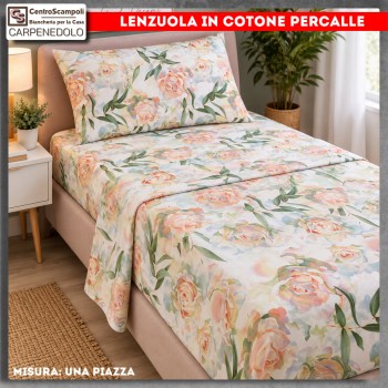 Lenzuola Singole in Cotone Percalle - Letto 1 Piazza | Velvet Blossom