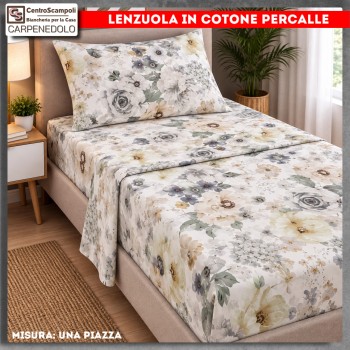 Lenzuola Singole in Cotone Percalle - Letto 1 Piazza | Luminous Garden