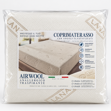 Coprimaterasso Matrimoniale Termoregolante con Lana – Made in Italy |Airwool