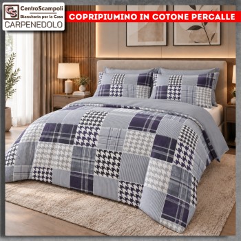 Set Copripiumino Matrimoniale in Cotone Percalle | Wellington