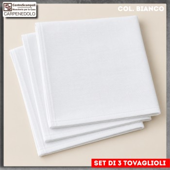 Tovaglioli | Tovaglioli di stoffa in Cotone | Tovaglioli Bianchi set di 3 Pezzi