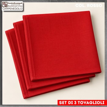 Tovaglioli | Tovaglioli di stoffa in Cotone | Tovaglioli rossi Set di 3 Pezzi