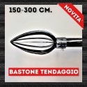 Bastone per tende Ovale classic nero e argento Bastone in ferro estensibile da 150 cm. fino a 300 cm. - Centro Scampoli 
