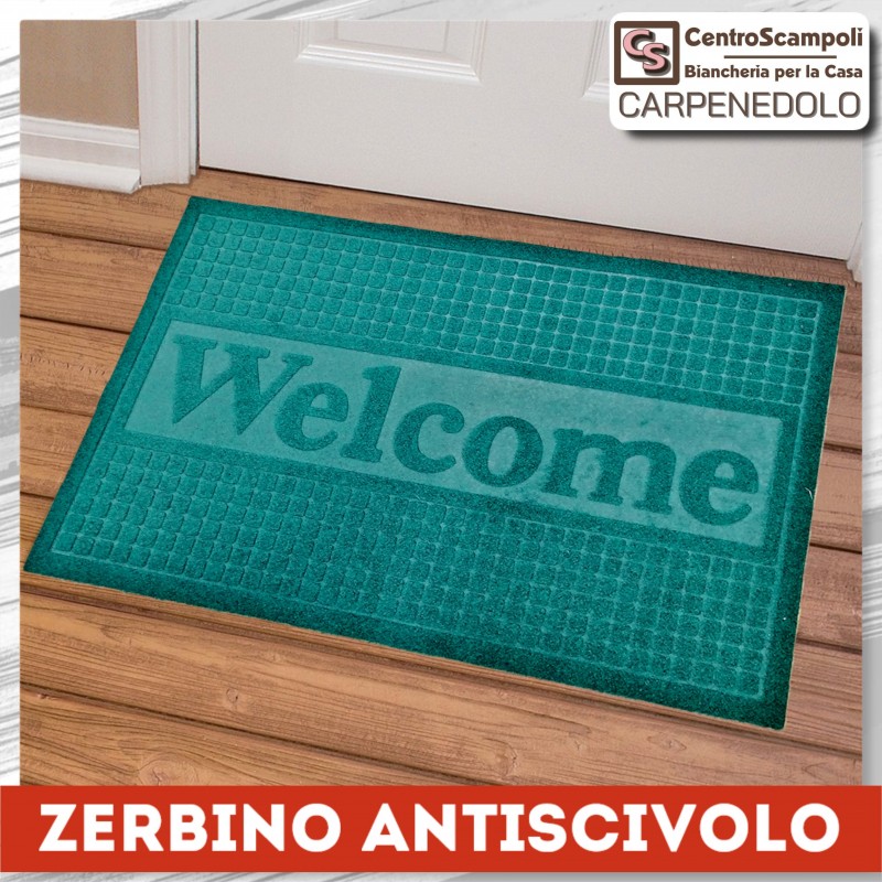 Zerbino antiscivolo welcome verde-Zerbini-Centro Scampoli SRL
