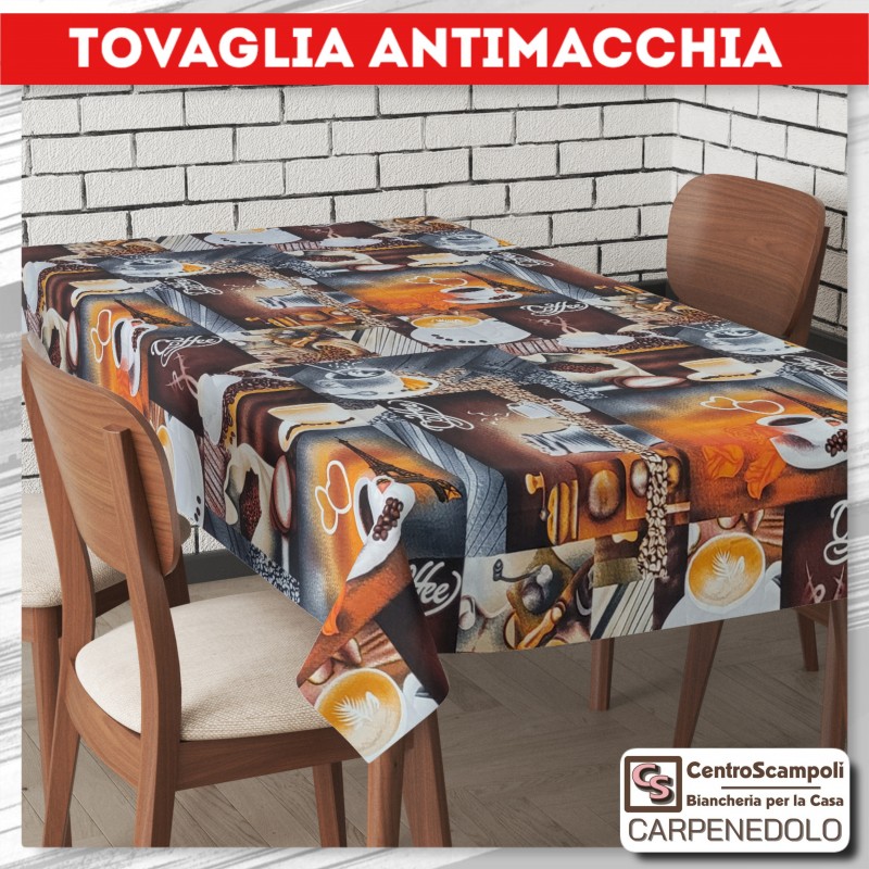 Tovaglia Antimacchia 140X240 love coffee-Tovaglie-Centro Scampoli SRL