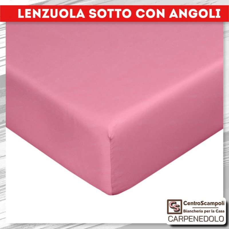 Lenzuolo sotto con angoli MAXI 100% cotone Matrimoniale ROSA-Letto-Centro Scampoli SRL