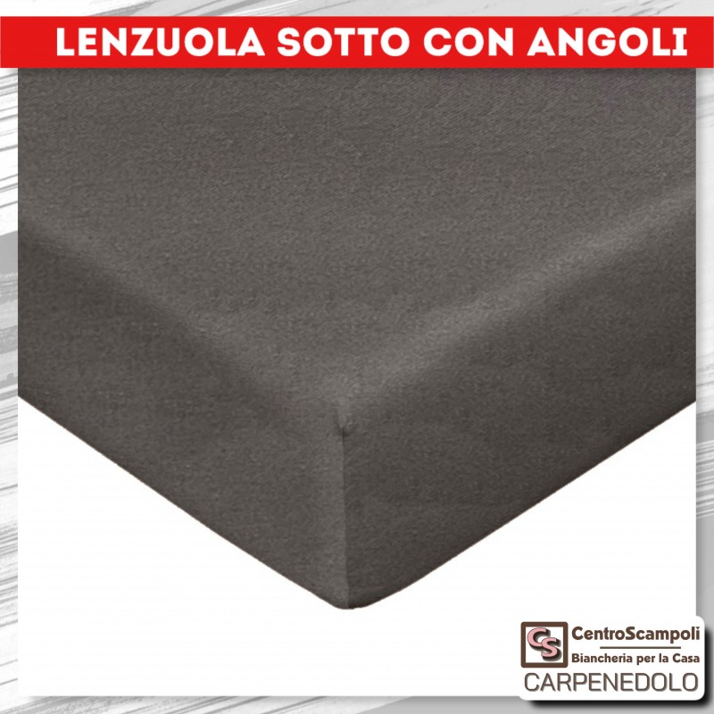 Lenzuolo sotto con angoli MAXI 100% cotone Matrimoniale GRIGIO SCURO-Letto-Centro Scampoli SRL