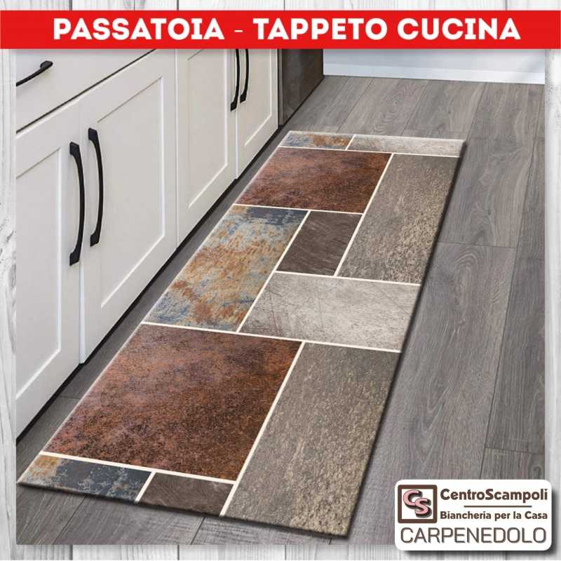 Tappeto cucina passatoia 50x180 brown and square-Tappeti da cucina-Centro Scampoli SRL