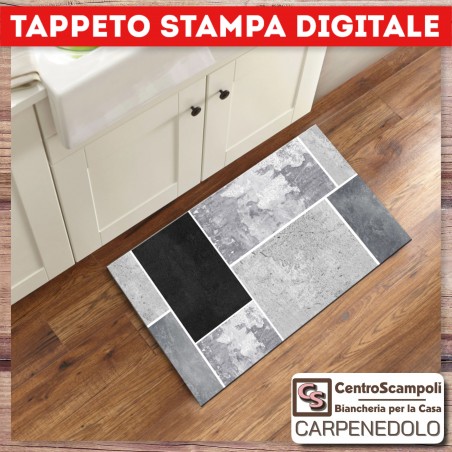 Tappeto antiscivolo 50x80 BLACK AND SQUARE tappeto cucina