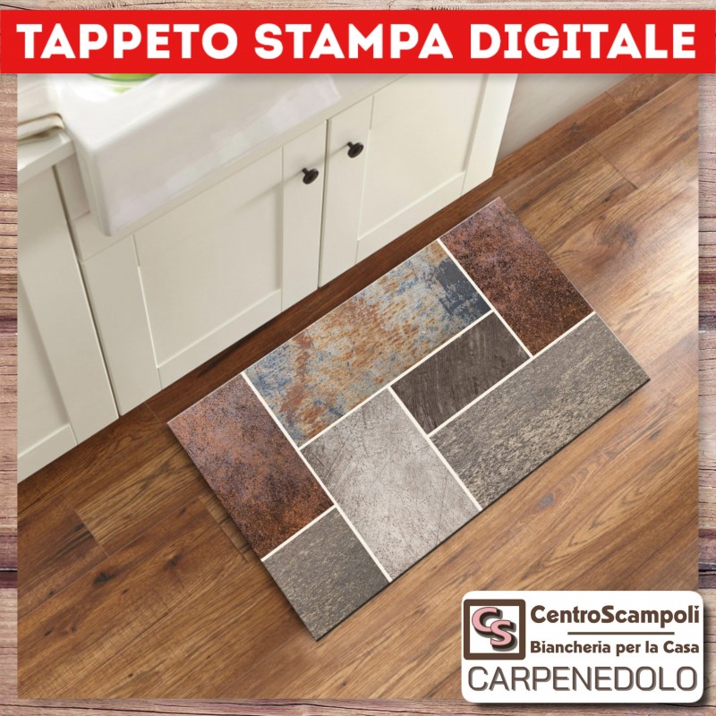 Tappeto antiscivolo 50x80 BROWN AND SQUARE tappeto cucina