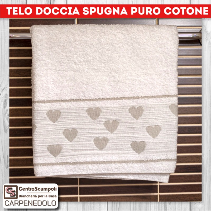 Telo doccia salvietta asciugamano in spugna LOVE BIANCO-Bagno-Centro Scampoli SRL