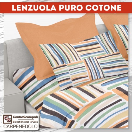 Lenzuola una piazza e mezza puro cotone Fashio and stripe Set completo letto - Centro Scampoli Carpenedolo