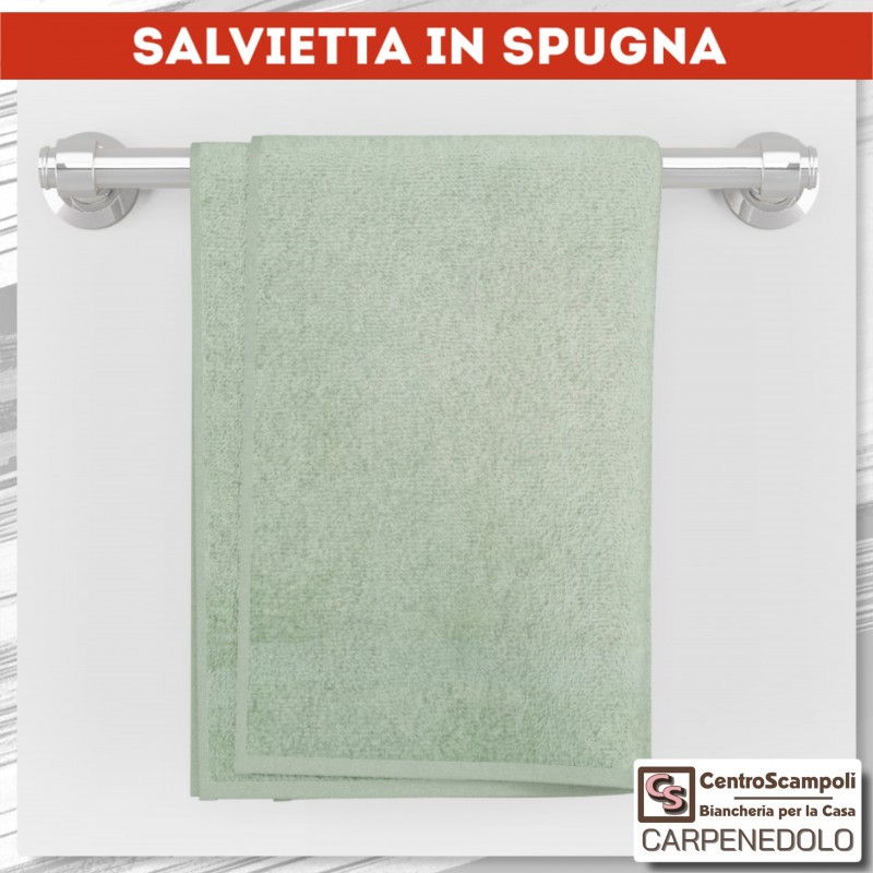 Asciugamani salvietta spugna viso 50x100 verde chiaro-Asciugamani set spugna-Centro Scampoli SRL