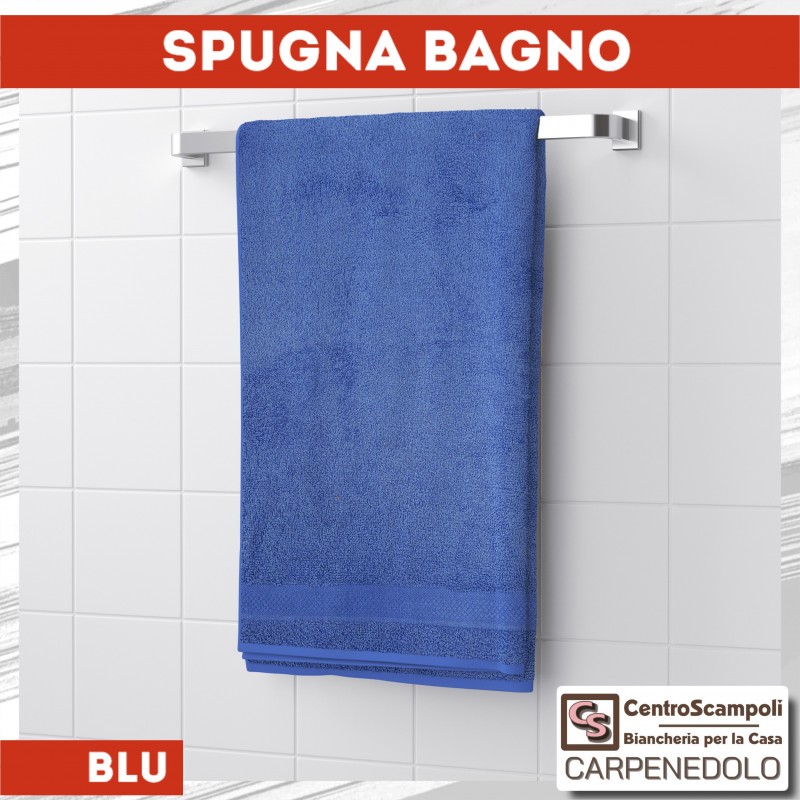 Telo doccia asciugamano spugna bagno 90x140 blu