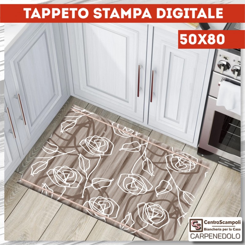 Tappeto 50x80 stampa digitale antiscivolo rose terra di Siena