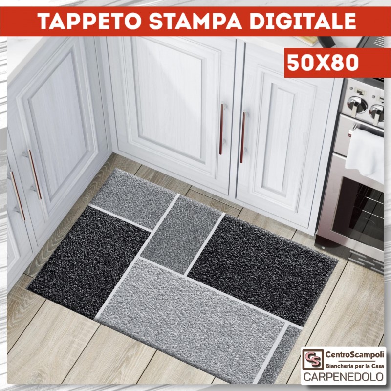 Tappeto 50x80 stampa digitale antiscivolo Doriana grigio-Tappeti da cucina-Centro Scampoli SRL