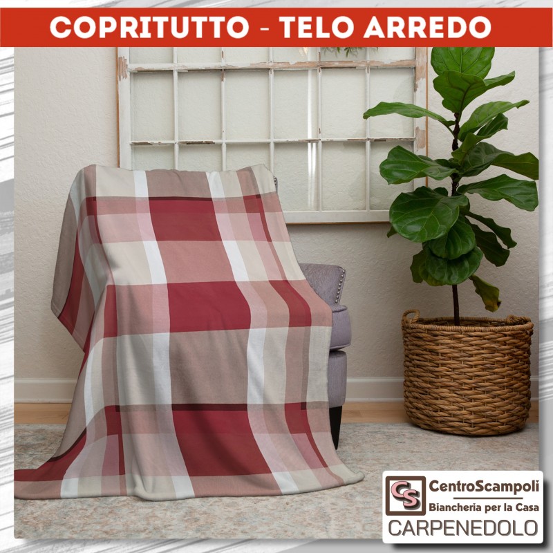 Copritutto Telo arredo granfoulard Dora rosso/beige-Teli arredo casa-Centro Scampoli SRL