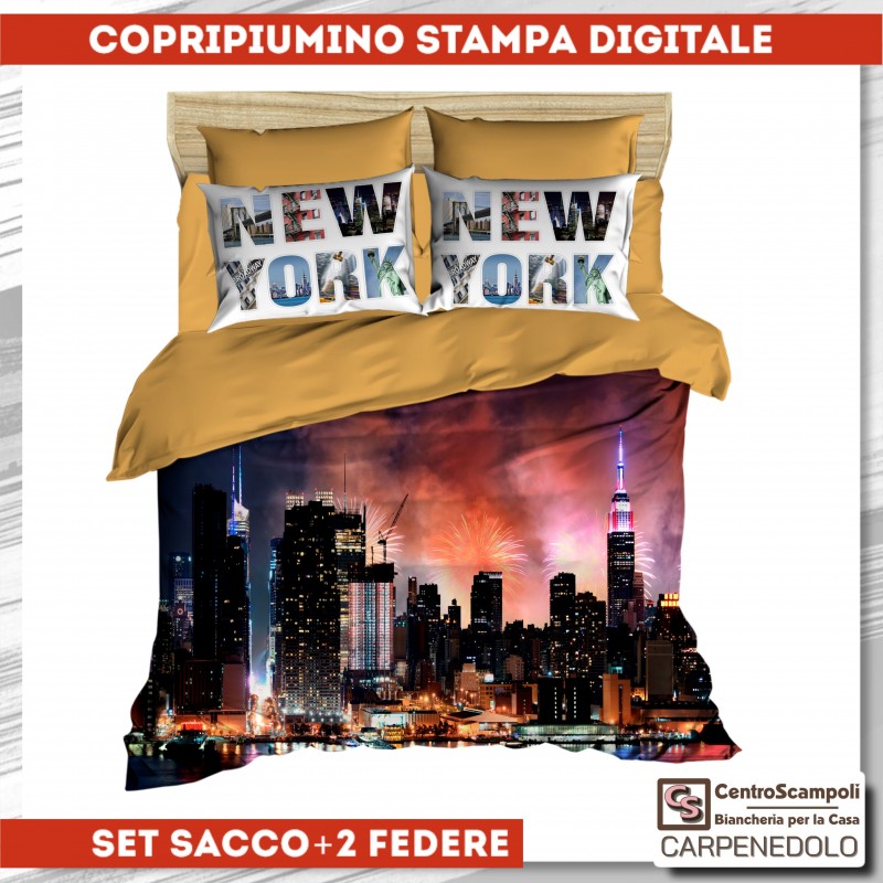 copripiumino matrimoniale stampa digitale New York-Set Copripiumino-Centro Scampoli SRL