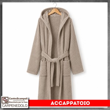 Accappatoio adulto con cappuccio colore beige
