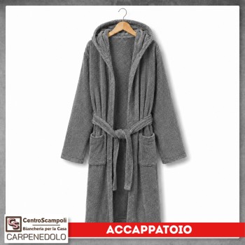Accappatoio adulto con cappuccio colore grigio