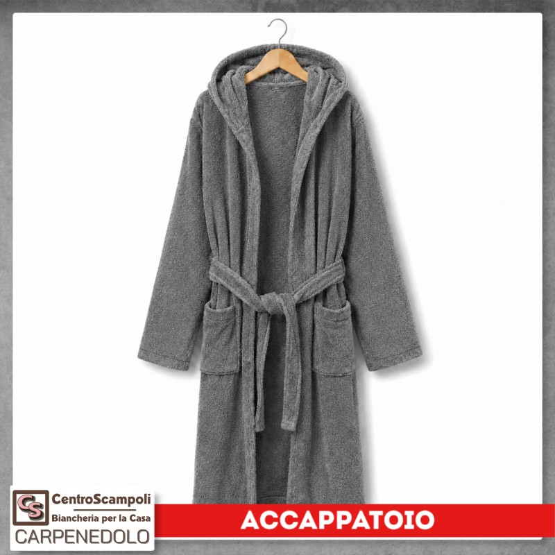 Accappatoio adulto con cappuccio colore grigio