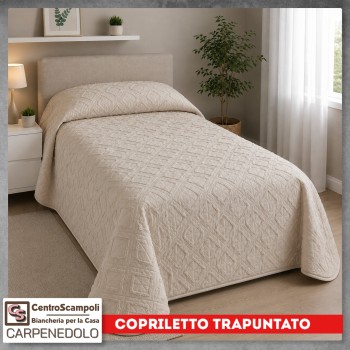 Copriletto Trapuntato Singolo Tinta Unita – Trapuntino una piazza Mezza Stagione | Krtistal Col. Beige