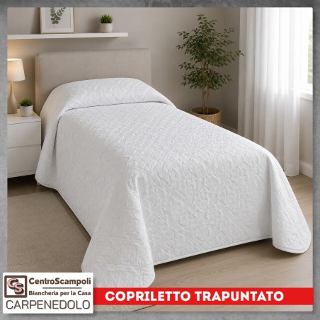 Copriletto Trapuntato Singolo Tinta Unita – Trapuntino una piazza Mezza Stagione | Krtistal Col. Bianco