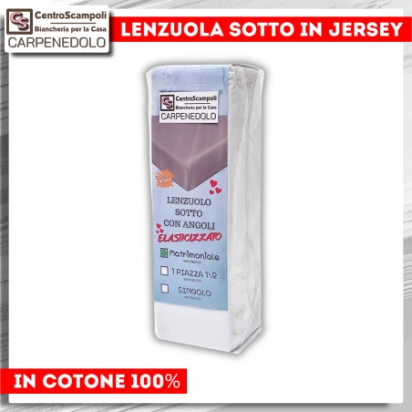 Set di 2 Lenzuola sotto di Jersey Matrimoniali | Col. Bianco