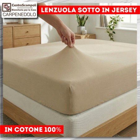 Set di 2 Lenzuola sotto di Jersey Matrimoniali | Col. Beige