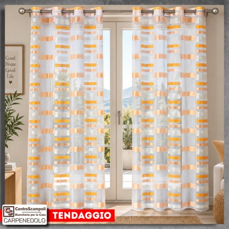 Tenda Moderna con Occhielli per Soggiorno e Camera | Tenda Filtrante Confezionata | Var. 26103