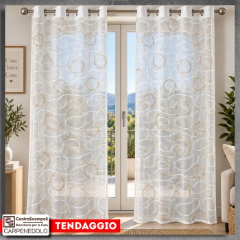 Tenda Moderna con Occhielli per Soggiorno e Camera | Tenda Filtrante Confezionata | Var. 26104