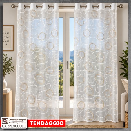 Tenda Moderna con Occhielli per Soggiorno e Camera | Tenda Filtrante Confezionata | Var. 26104