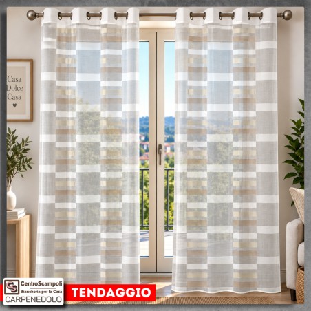 Tenda Moderna con Occhielli per Soggiorno e Camera | Tenda Filtrante Confezionata | Var. 26105