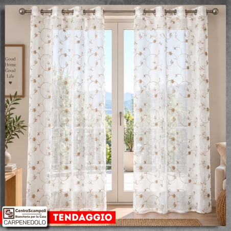 Tenda Moderna con Occhielli per Soggiorno e Camera | Tenda Filtrante Confezionata | Var. 26106