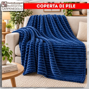 Plaid Coperta in Pile per Divano e Letto – Caldo e Morbido | Dune Col. Blu