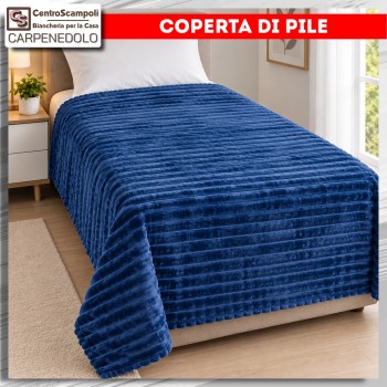 Plaid Coperta in Pile per Divano e Letto – Caldo e Morbido | Dune Col. Blu
