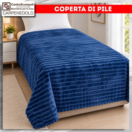 Plaid Coperta in Pile per Divano e Letto – Caldo e Morbido | Dune Col. Blu