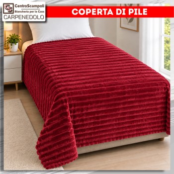 Plaid Coperta in Pile per Divano e Letto – Caldo e Morbido | Dune Col. Rosso.Bordeaux