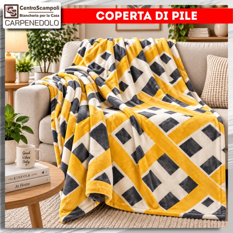 Plaid Coperta in Pile per Divano e Letto – Caldo e Morbido | Positive yellow