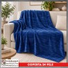 Plaid Coperta in Pile Singolo Una Piazza per Letto e Divano Tinta Unita Blu