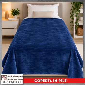 Plaid Coperta in Pile Singolo Una Piazza per Letto e Divano Tinta Unita Blu
