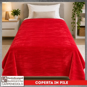 Plaid Coperta in Pile Singolo Una Piazza per Letto e Divano Tinta Unita Rosso