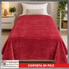 Plaid Coperta in Pile Singolo Una Piazza per Letto e Divano Tinta Unita Bordeaux