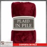 Plaid Coperta in Pile Singolo Una Piazza per Letto e Divano Tinta Unita Bordeaux