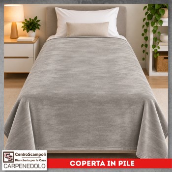 Plaid Coperta in Pile Singolo Una Piazza per Letto e Divano Tinta Unita Grigio chiaro