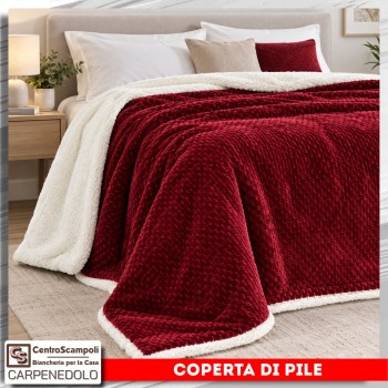 Coperta di pile agnellata matrimoniale Romina Bordeaux