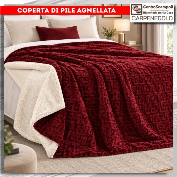 COPERTA IN PILE PLAID IN PILE MATRIMONIALE G BORDEAUX