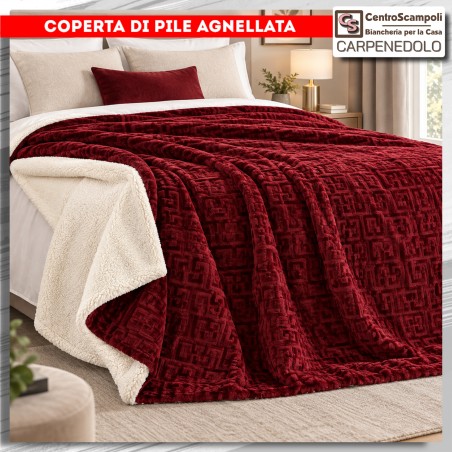 COPERTA IN PILE PLAID IN PILE MATRIMONIALE G BORDEAUX
