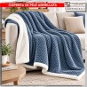 Coperta di pile agnellata matrimoniale Romina Blu Carta da zucchero
