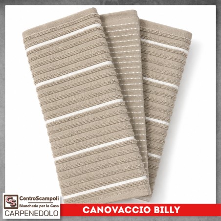 Set 3 Canovacci Asciugapiatti da Cucina 100% Cotone – Strofinacci | Billy Var. 20604